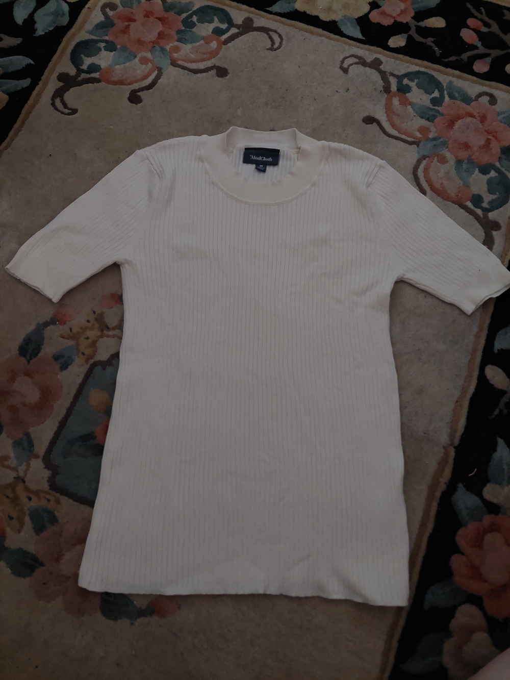 ModCloth Cream Ribbed Short-Sleeve Sweater - Picture 6 of 6